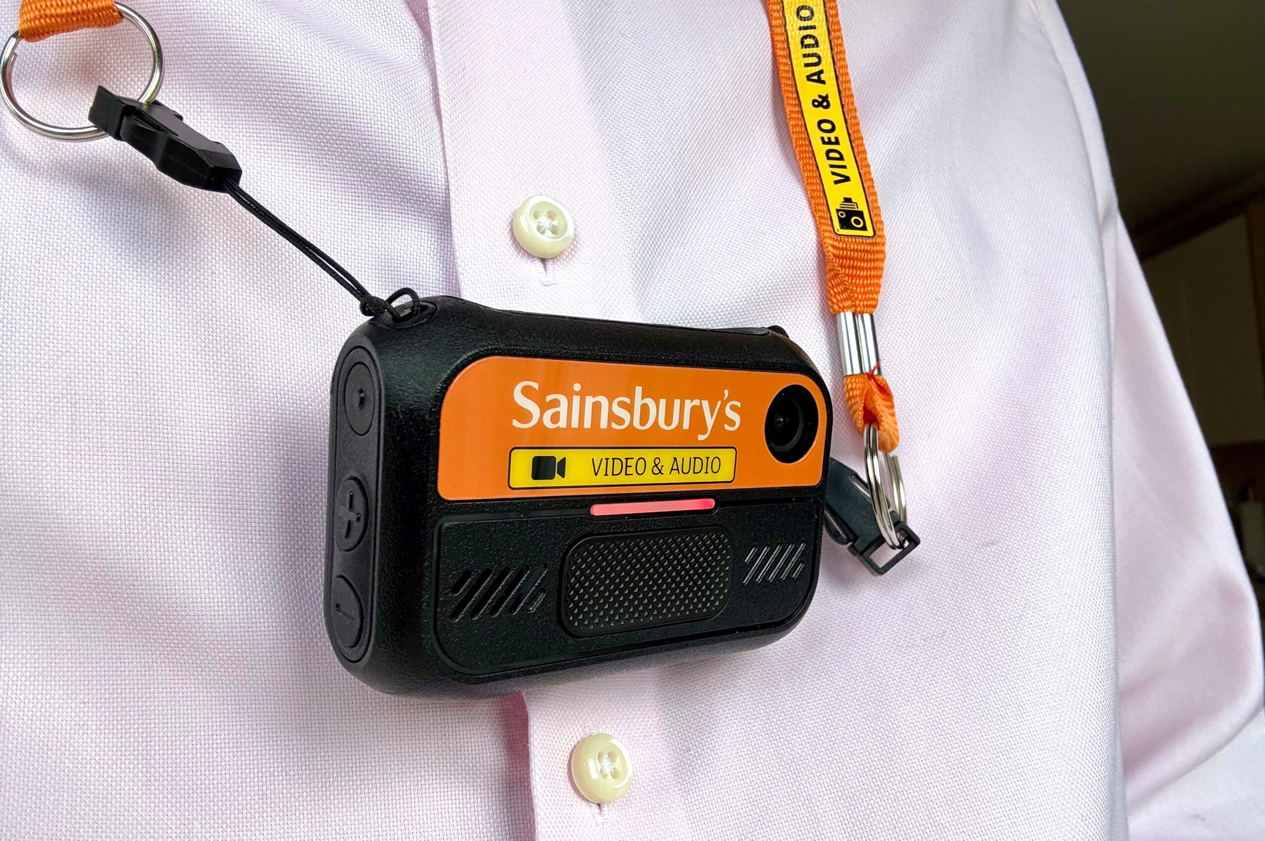 bodyworn camera on a white shirt