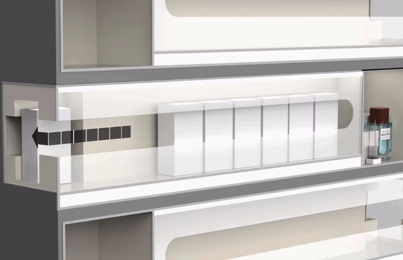 Designs Against Shoplifting Via Sustainable Packaging and Displays 38 Figure 2 Products are slowly slid through the exit slot which triggers an audible announcement